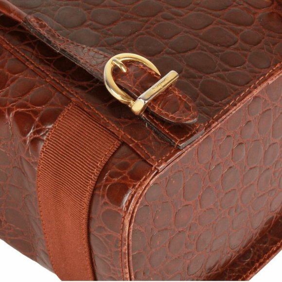 Authentic Salvatore Ferragamo Draw String Bucket Backpack Brown - Picture 6 of 10